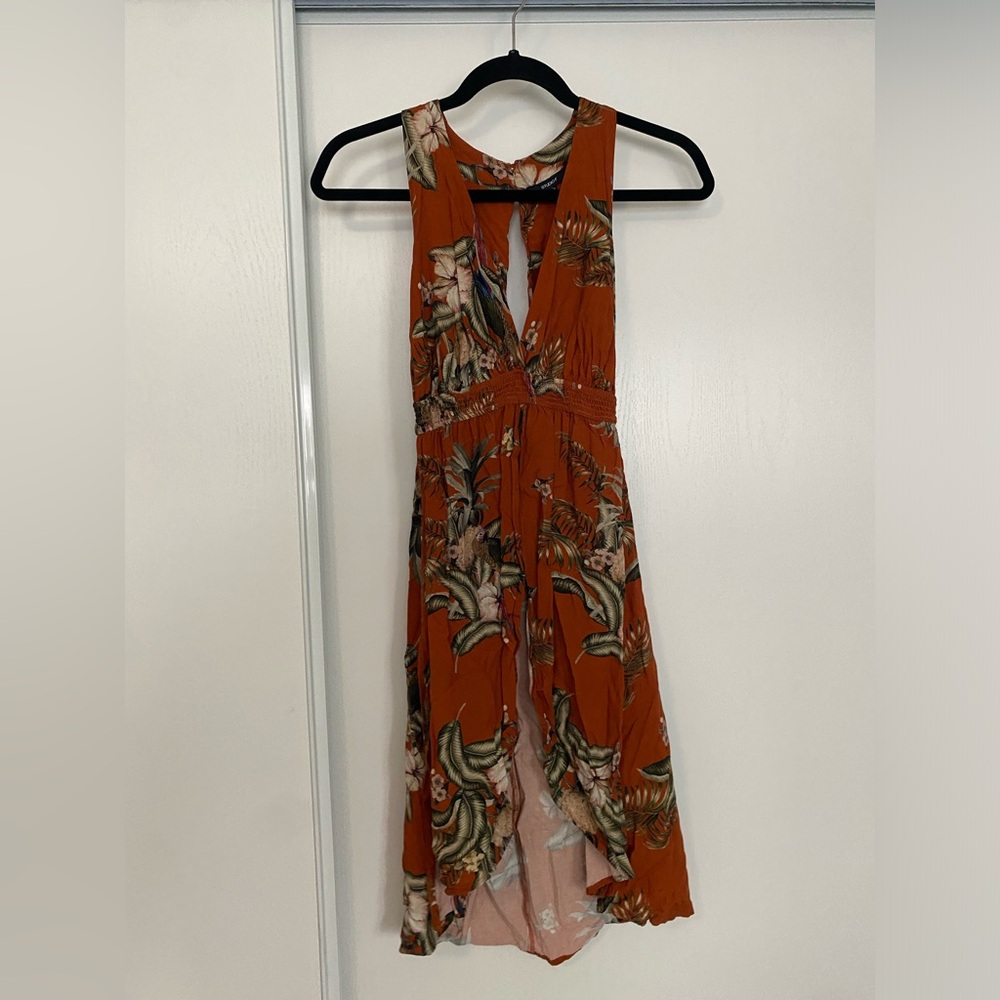 Studio F XS Tropical Floral Halter Maxi Dress